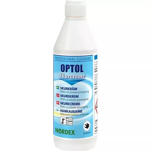 Optol Skurcrème 500 ml – mild men effektiv rengöringskräm från Nilfisk för hårda ytor som diskbänkar, kakel och emalj