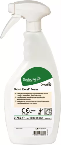 Oxivir Excel Foam 750 ml – färdigblandad ytdesinfektion med skumeffekt för effektiv smittkontroll  Desinfektionsskum Oxivir Excel Foam – 750 ml flaska med virucid och baktericid effekt för känsliga ytor