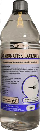 Prols Fabrik P17 Lacknafta 1L – effektiv lacknafta och lösningsmedel som löser upp fett, olja, asfalt och tjära samt används för spädning av alkyd- och oljebaserade färger vilket ger smidig rengöring och förberedelse inför måleriarbeten