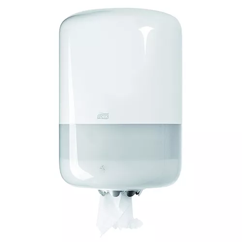 Pappersdispenser Tork M2 vit – robust och lättanvänd centerfeed-dispenser för effektiv avtorkning i professionella miljöer