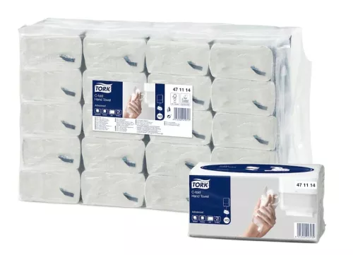 Tork C-Fold Advanced pappershandduk vit – mjuk och absorberande handduk för hygienutrymmen, 20 förpackningar