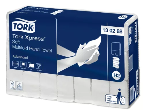 Tork Xpress H2 mjuk pappershandduk – multifold-handduk med hög komfort, idealisk för hygieniska och välbesökta toalettutrymmen