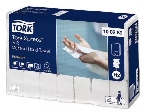 Tork Xpress mjuk pappershandduk Multifold – premium handtork i praktisk förpackning för hygienutrymmen