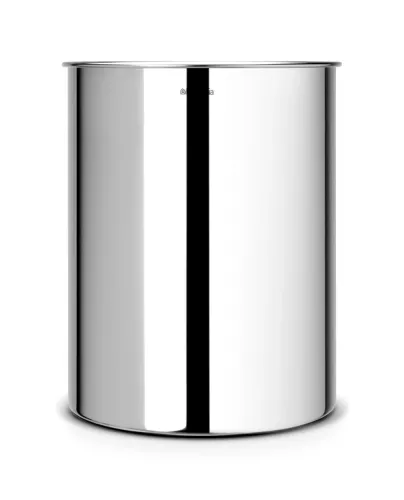 Brabantia papperskorg 15 liter i blankborstat rostfritt stål, stilren rund design med hygieniskt lock