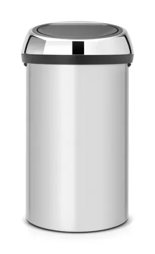 Papperskorg Brabantia Touch Bin 60 liter metallic grey – rymlig och elegant avfallsbehållare med mjuköppnande lock för hem och kontor
