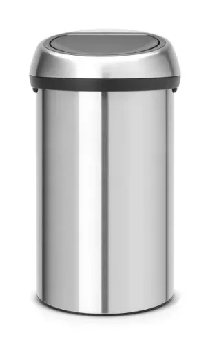 Brabantia Touch Bin papperskorg, liten, mattborstat stål – kompakt och stilren avfallshink med tyst touch-öppning och rostfri finish, perfekt för badrum, sovrum eller kontor