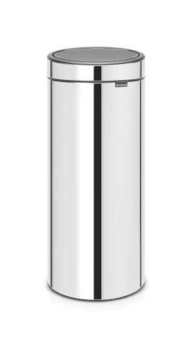 Brabantia Touch Bin New i blankborstat stål – stilren papperskorg med tyst touchöppning och fingeravtryckssäker yta