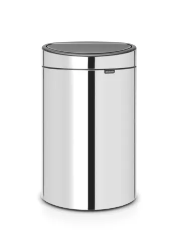 Brabantia Touch Bin New papperskorg i blankborstat stål – elegant och hållbar avfallshink med smidig touch-öppning, perfekt för moderna hem, kontor och köksmiljöer