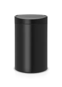 Papperskorg Brabantia Touch Bin New matt svart – stilren och rymlig avfallsbehållare med mjuköppnande lock för kök och kontor