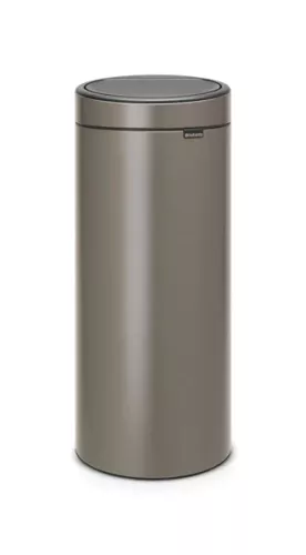 Platinumfärgad Brabantia Touch Bin New – papperskorg med mjuk öppning via touchfunktion