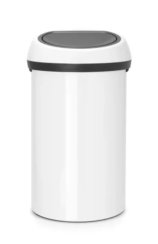 Kompakt papperskorg Brabantia Touch Bin 6L – vit design med mjuk öppningsfunktion, perfekt för hygienutrymmen