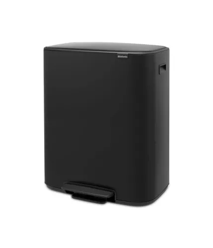 Brabantia Bo Bin pedalhink, matt svart 2×30 liter – stilren soptunna med dubbla innerbehållare för smidig källsortering