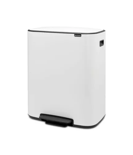Brabantia Bo Bin pedalhink, vit 2×30 liter – stilren och praktisk soptunna med dubbla innerbehållare för källsortering