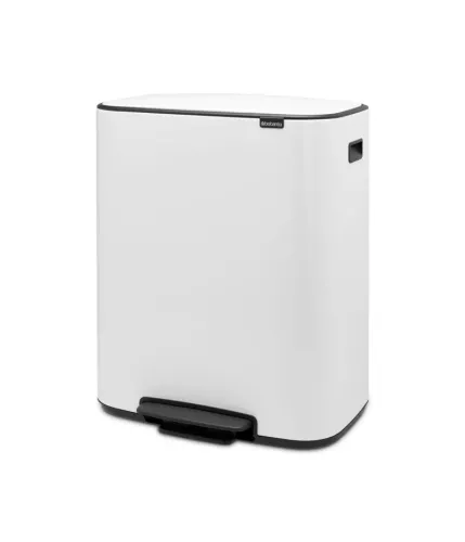 Brabantia Bo Bin 60L i vitlackerad stål – modern pedalhink med benstativ och mjukstängning