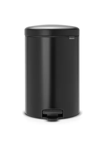 Pedalhink Brabantia NewIcon matt svart 20 liter – elegant och luktfri avfallshink med tyststängande lock för kök och kontor