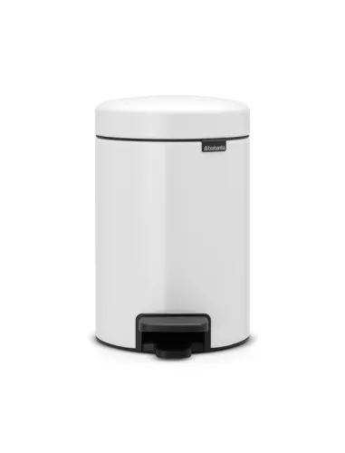 Brabantia NewIcon pedalhink 3L vit – kompakt och elegant avfallshink med mjukstängande lock och pedalöppning, perfekt för badrum, toalett eller andra små utrymmen