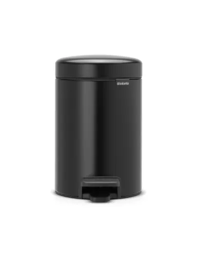 Brabantia NewIcon pedalhink 3L matt svart – kompakt och stilren avfallshink i rostfritt stål med mjukstängande lock och pedalöppning, perfekt för badrum eller mindre utrymmen