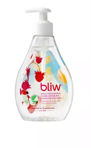 Bliw pumptvål Smultrondröm 300 ml – mild handtvål med doft av smultron i praktisk pumpflaska