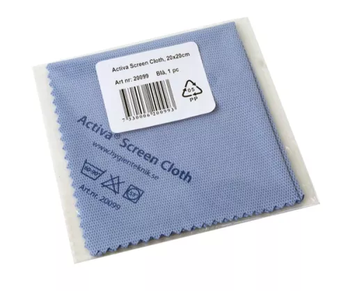 Activa Screencloth rengöringsduk 20x20 cm – mikrofiberduk för skonsam och effektiv rengöring av skärmar, glas och känsliga ytor, lämnar inga ränder eller ludd