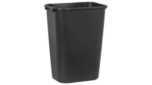 Rubbermaid rektangulär papperskorg 39 liter i svart plast – slitstark och funktionell avfallsbehållare för kontor, städning och offentliga miljöer, enkel att rengöra och tömma