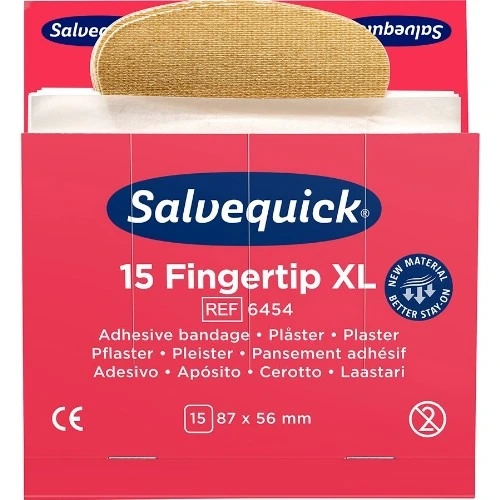 Salvequick XL fingertoppsplåster 6-pack – självhäftande plåster för snabb och hygienisk sårvård