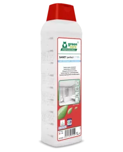 Sanet Perfect Zero 1 liter – miljömärkt sanitetsrengöring för kalk- och smutsborttagning i badrum utan parfym och färgämnen