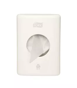 Tork sanitetspåshållare B5 vit plast – hygienisk och diskret hållare för sanitetspåsar i offentliga toalettutrymmen