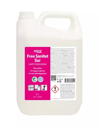 Activa Free 5 liter – parfymfri sanitetsrengöring för daglig rengöring av toaletter och badrum, skonsam mot miljö och allergiker