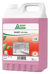 Sanitetsrent Green Care Sanet Zitrotan 5L – kraftfull, miljömärkt sanitetsrengöring med fräsch citrondoft