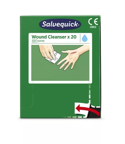 Sårtvättare Salvequick 20-pack – praktiska och hygieniska engångsservetter för snabb och effektiv rengöring av sår