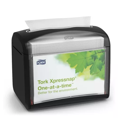 Servettdispenser Tork stående Xpressnap svart – kompakt och hygienisk dispenser för enkelservetter i restaurang- och caféverksamhet