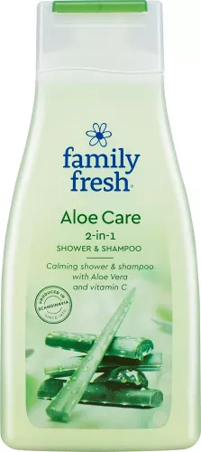 Family Fresh Aloe Care shower & schampo 500 ml – milt 2-i-1 duschgel och schampo med vårdande aloe vera för hela familjen