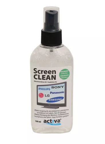 Skärmrengöring Activa Screenclean Spray 100 ml – effektiv rengöringsspray för skärmar, tar bort damm och fingeravtryck utan ränder