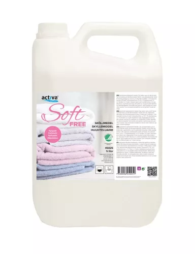 Sköljmedel Activa Soft Free 5L – parfymfritt och hudvänligt sköljmedel för mjuka textilier, idealiskt för känslig hud och professionellt bruk