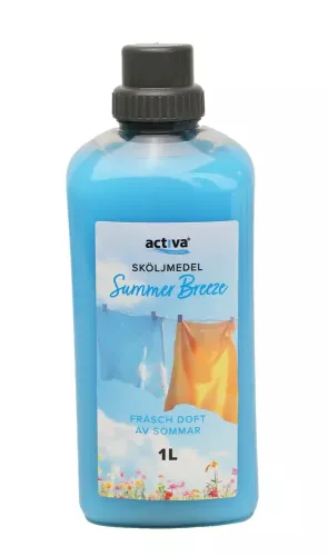 Activa Summer Breeze sköljmedel 1L – mjukmedel med fräsch sommardoft som gör textilier mjuka och minskar statisk elektricitet vid tvätt