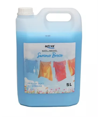 Activa Summer Breeze sköljmedel 5L – professionellt mjukmedel med fräsch sommardoft, mjukgör textilier och minskar statisk elektricitet vid tvätt