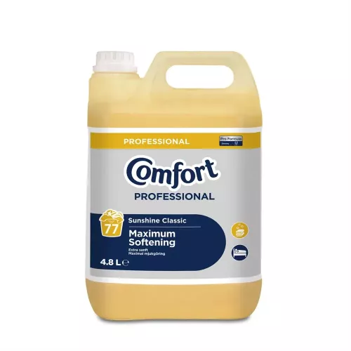 Comfort Pro Sunshine Classic sköljmedel 4,8L – professionellt mjukmedel som ger mjuka textilier, långvarig fräsch doft och minskar statisk elektricitet vid tvätt