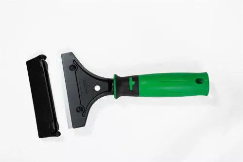 Unger ErgoTec skrapa 10 cm med ergonomiskt handtag och rostfritt rakblad för borttagning av smuts och färgrester från glas och släta ytor