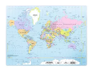 ​Skrivbordsunderlägg 500 × 380 mm med världskarta – Transparent