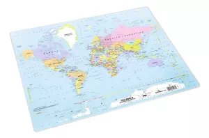 ​Skrivbordsunderlägg 500 × 380 mm med världskarta – Transparent