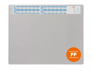 ​Skrivunderlägg 650 × 480 mm med årskalender och avtagbar klaff – Grå