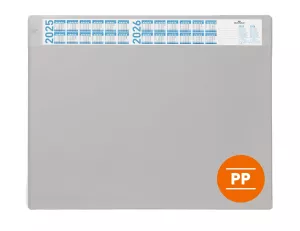 ​Skrivunderlägg 650 × 480 mm med årskalender och avtagbar klaff – Grå