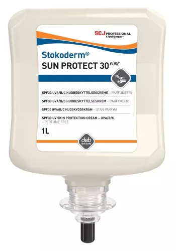 Stokoderm Sun Protect 30 PURE 1L – parfymfritt solskydd för professionellt bruk med hög UVB/UVA-täckning