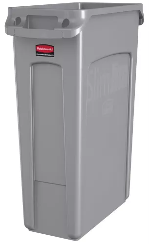Soptunna Rubbermaid Slim Jim grå 87L utan lock – smal avfallsbehållare för trånga utrymmen i professionella miljöer