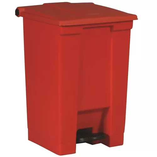 Rubbermaid Slim Jim Step-On soptunna 5L röd – kompakt pedalhink med tyststängande lock och smal design, idealisk för trånga utrymmen i hygieniska och professionella miljöer
