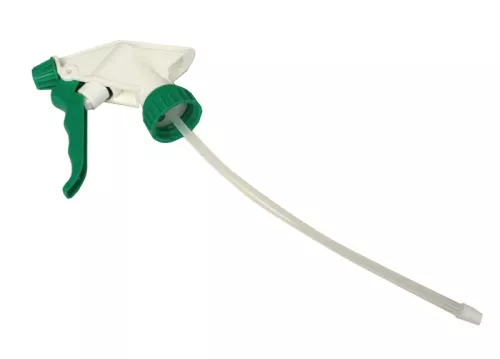 Grön spraytrigger används för att dosera rengöringsmedel inom färgkodade städsystem