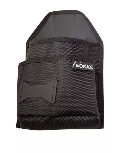 Städserviceficka Works W-074 i slitstark textil med flera fack för verktyg och tillbehör, svart design med bälteshållare