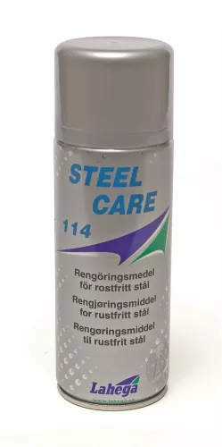 Lahega Steel Care 114 – 400 ml vårdande spray för rostfria ytor, ger skydd och glans utan kladd