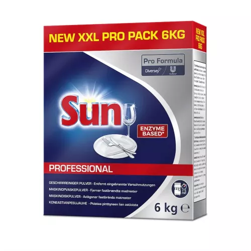 Sun Pro Formula maskindiskmedel 6 kg – högpresterande diskmedel för professionella diskmaskiner med effektiv fettlösning och skinande rent resultat i storkök