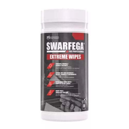Swarfega Extreme Wipes – kraftiga rengöringsdukar för händer och ytor, 70 st burk, effektiva mot olja och fett